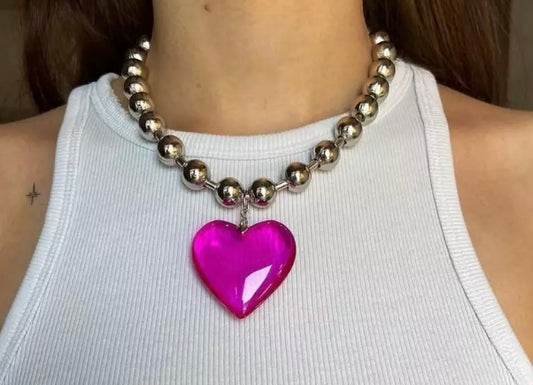 Pink heart / Necklace